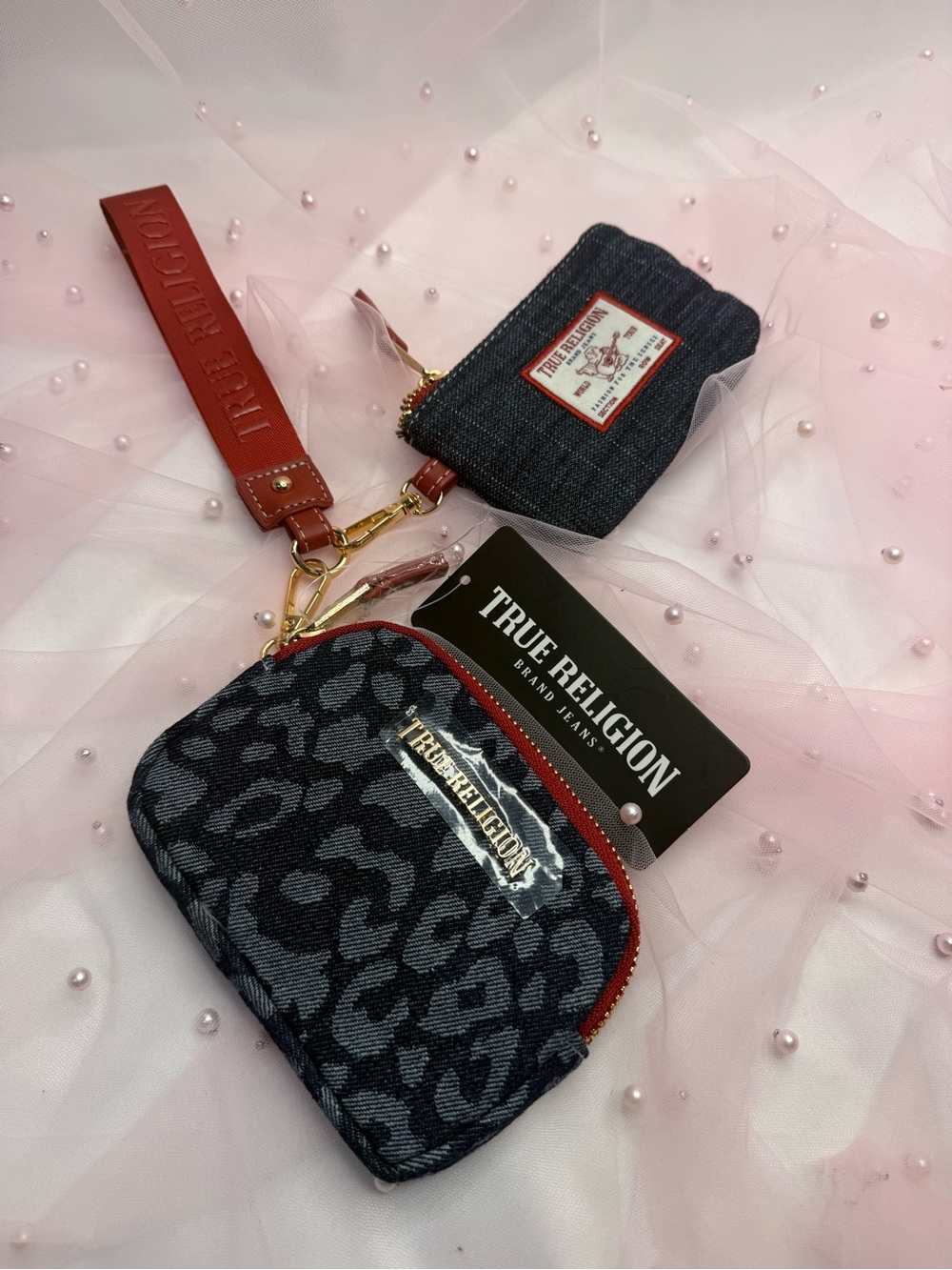 True Religion Denim Leopard-Print Wristlet